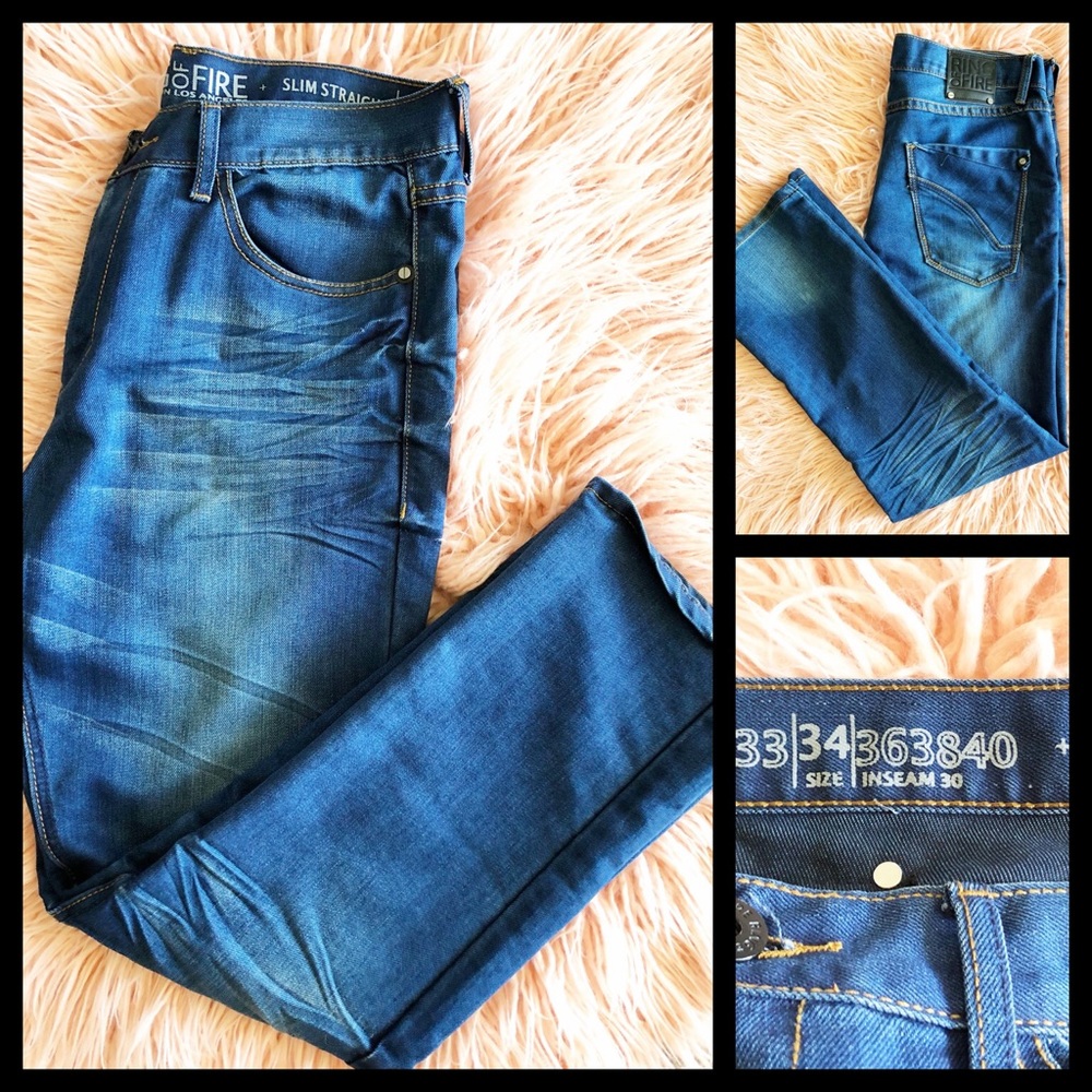 RING OF FIRE l slim straight men’s jeans 34x30